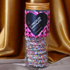 A tube of large milk chocolate freckled buttons from Chocamama.